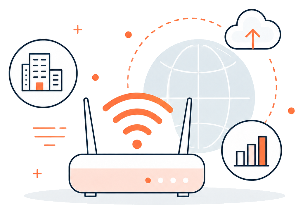 Business internet router and connectivity illustration